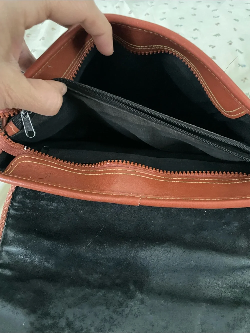 Dooney & Bourke Black Pebbled Leather Crossbody with Brown Trim